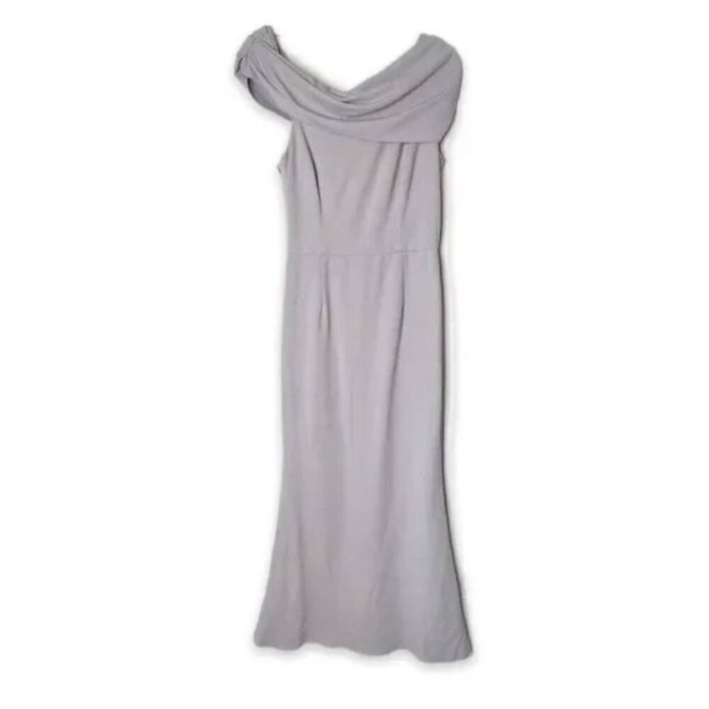Katie May Los Angeles Gray Dove Layla Gown One Shoulder Cap Sleeves Size 14 - Picture 4 of 14